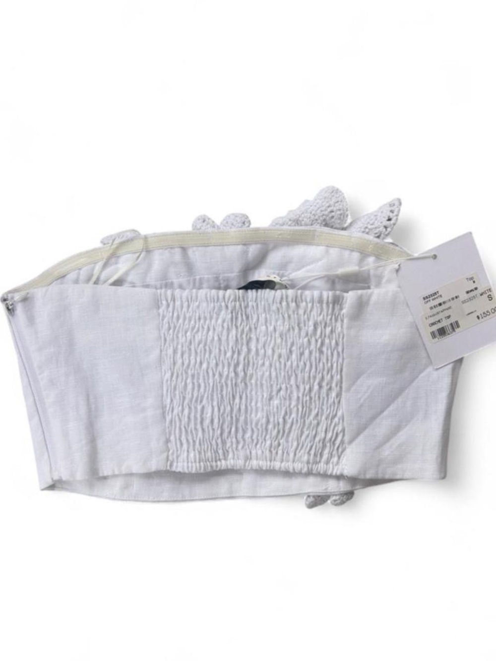 NWT Endless Rose White Crochet Floral Appliqué Strapless Crop Top Size Small - Picture 4 of 9